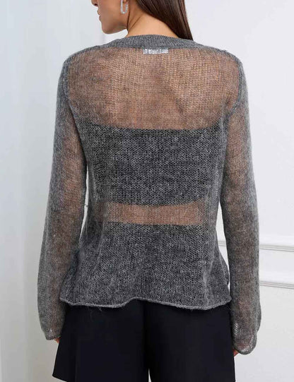 Casual Solid Color Hollow Out Knit Cover-Up