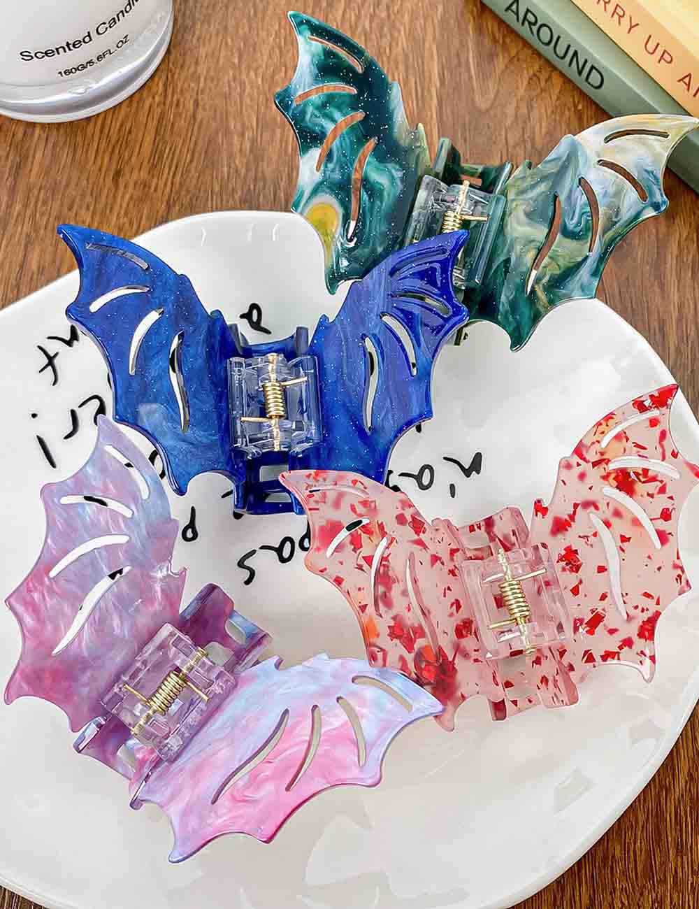 Gothic Halloween Bat Colorful Hair Claw