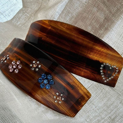 Vintage Amber Rhinestone Hair Barrette