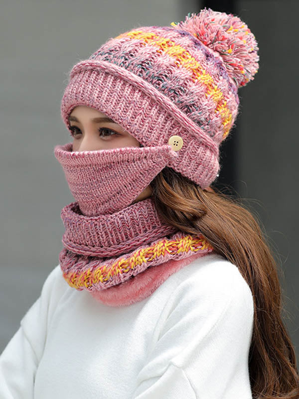 Original Three Pieces Knitting Hat+Mask+Scarf