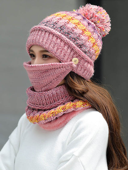 Original Three Pieces Knitting Hat+Mask+Scarf