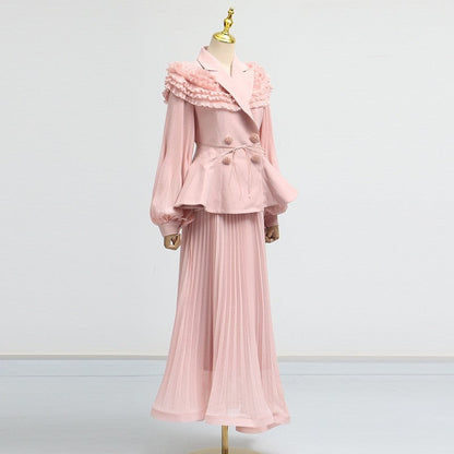 Fashion Luxury Two Piece Dress Floral Mesh