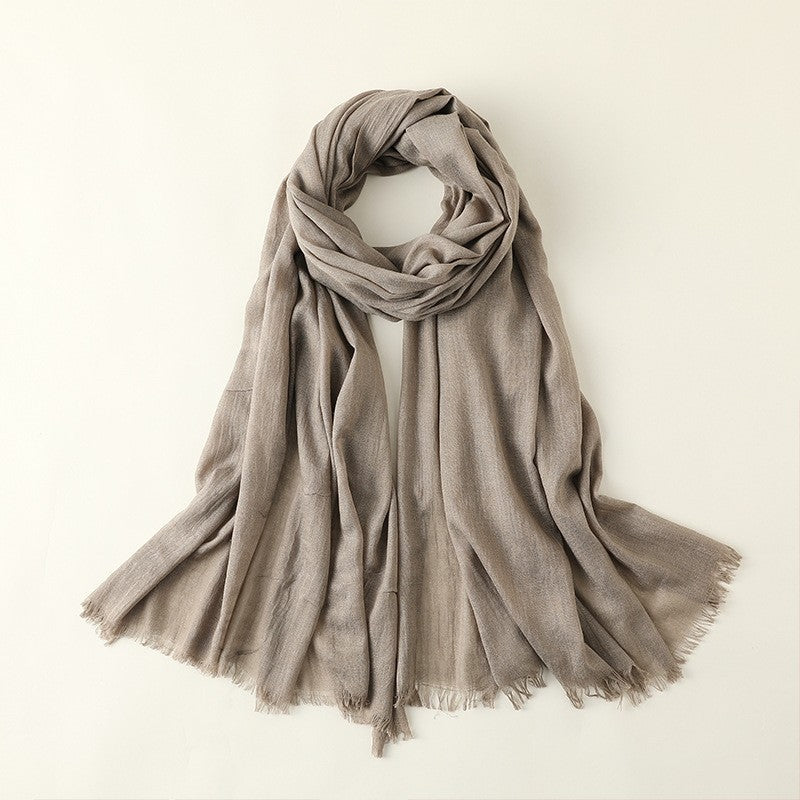 Solid Color Sun Protection Long Cotton And Linen Scarf