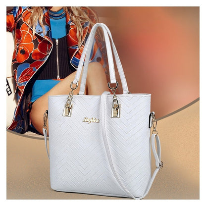 6-Piece Solid Color Embossed Handbag Set