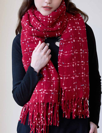 Plaid Colorful Dots Elegant Faux Cashmere Scarf