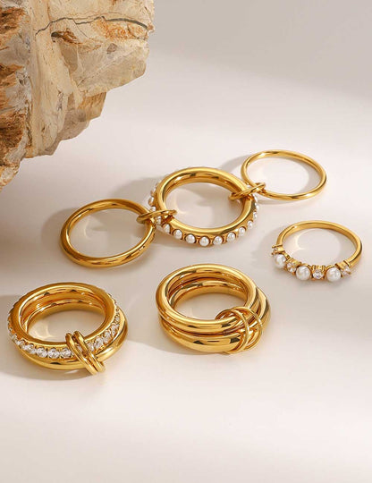 Pearl Zircon Layered Single Ring