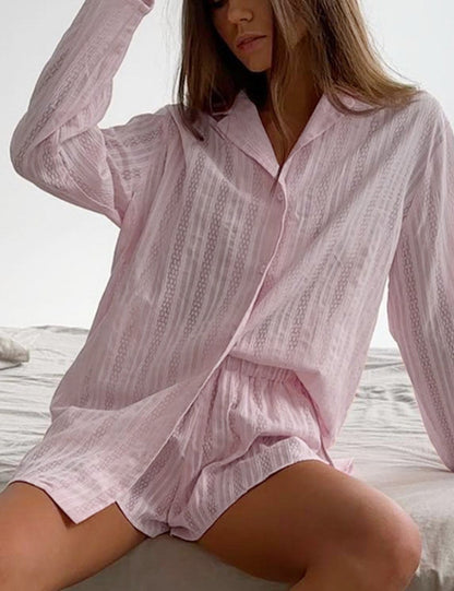 Jacquard Solid Color Soft Sleepwear Sets