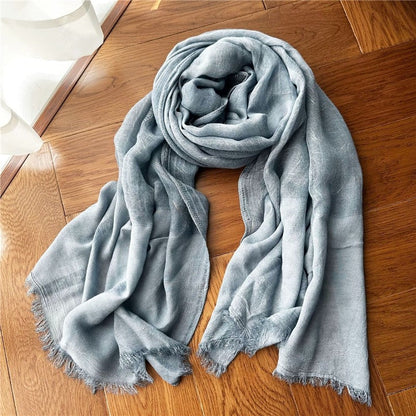 Solid Color Thin Fringed Scarf