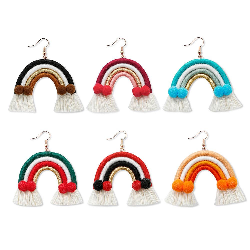 New Creative Pendant Bohemian Tassel Bag Pendant Rainbow Keychain