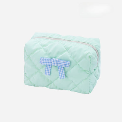 Candy Color Bow Decor Makeup Bag