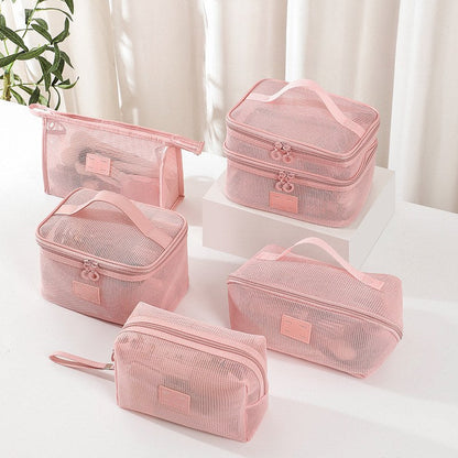 Pink Mesh Large Capacity Make Up Bags