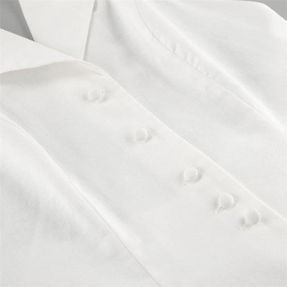 White V Neck Backless A Line Mini Dress