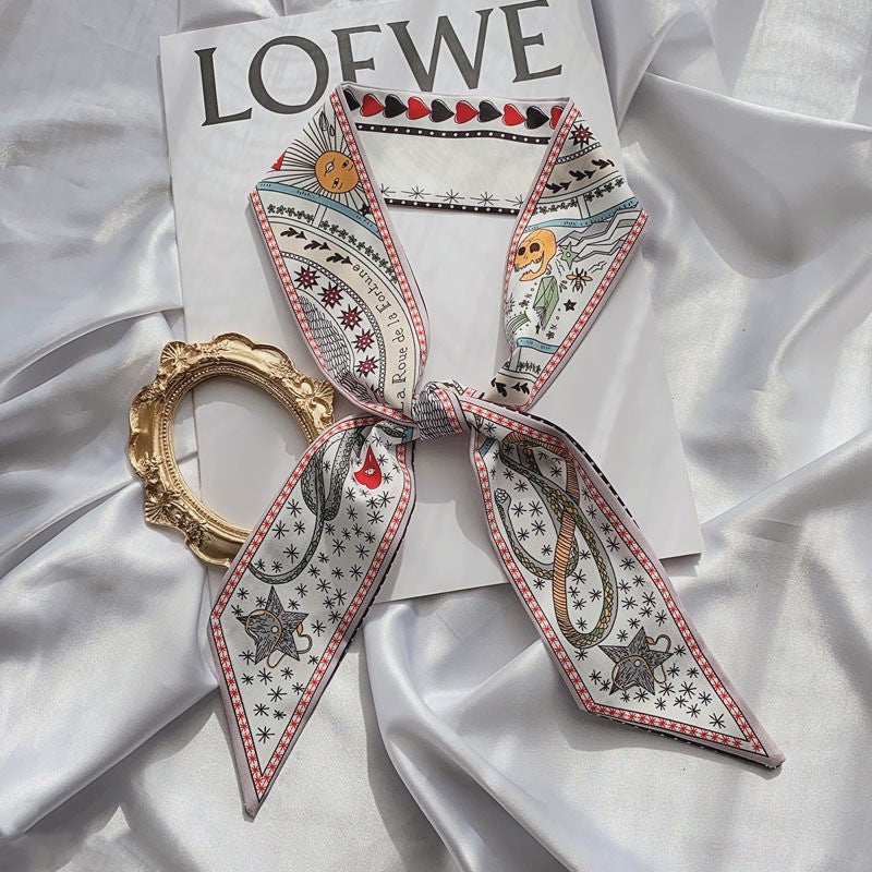 Tarot Pattern Slim Long Hair Scarf
