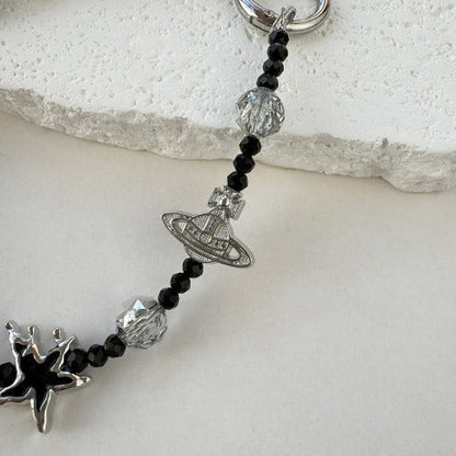 Color Block Love Crystal Beads Bag Charm