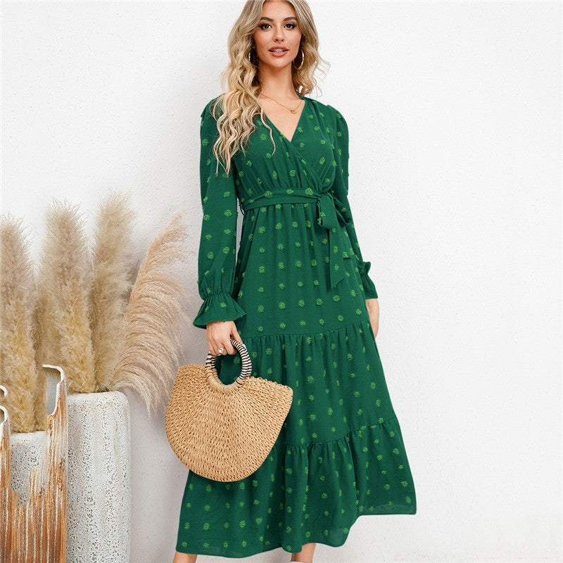 Ladies Solid Color Swing Casual Dress