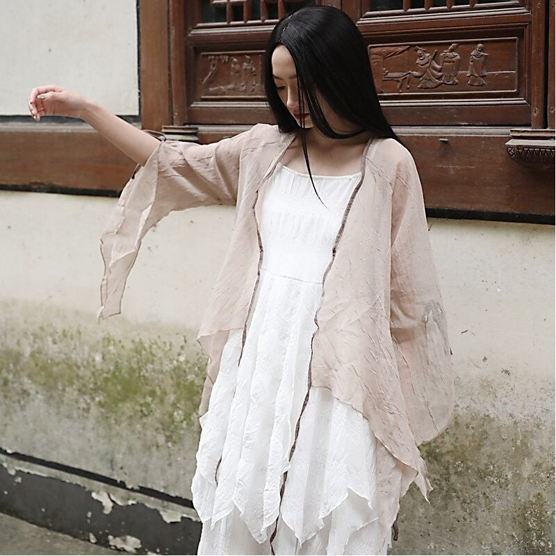 Irregular Plain Color Wrap Front Tie Cardigan