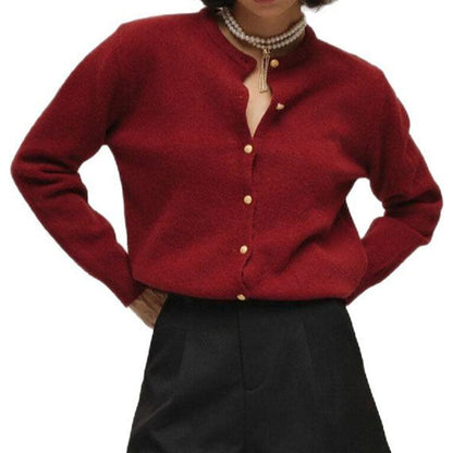 Minimalist Round Neck Long Sleeve Cropped Cardigan