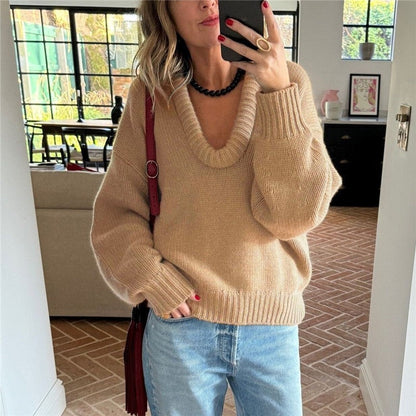 Stylish Loose Fit Solid Color Knit Sweater