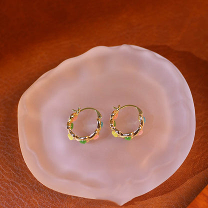 Colorful Teardrop Beaded Hoop Earrings