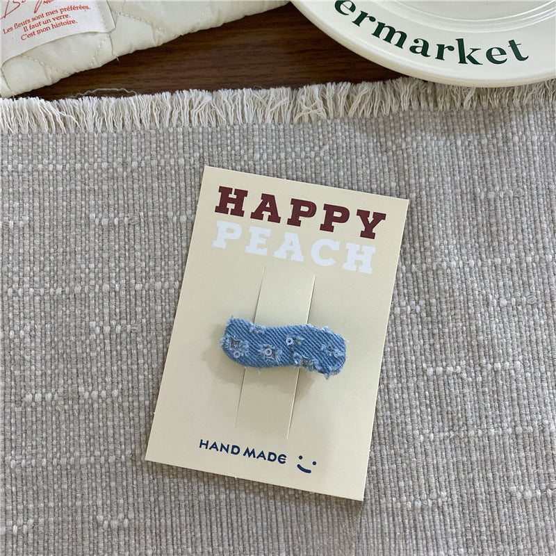 2+Silver Bow Demin Sweet Hair Clips