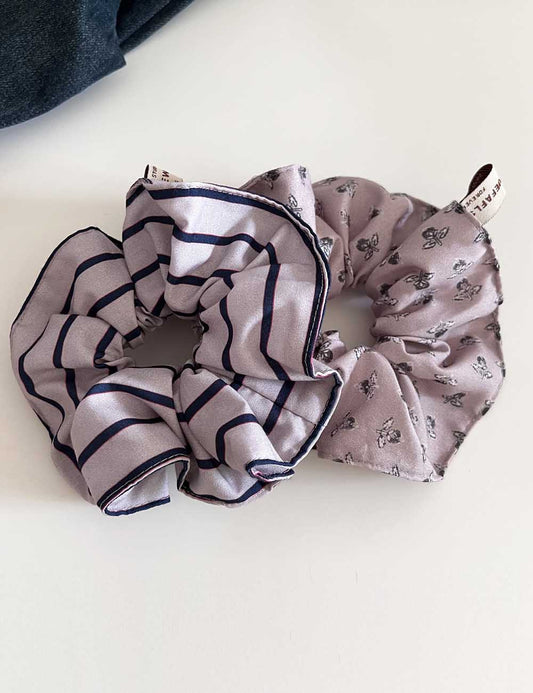 Striped Floral Sweet Scrunchie Hair Tie