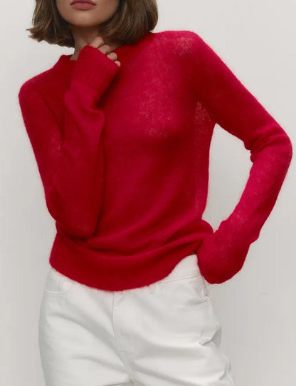 Minimalist Round Neck Long Sleeve Knit Top