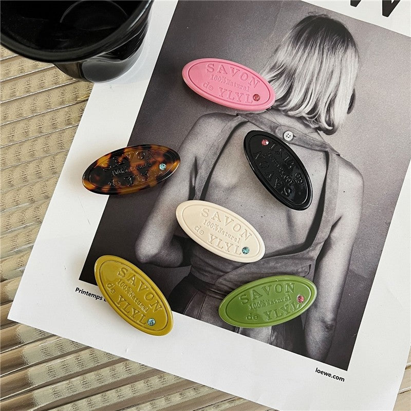 Elliptical Spring Alphabet Crystal Hair Clip