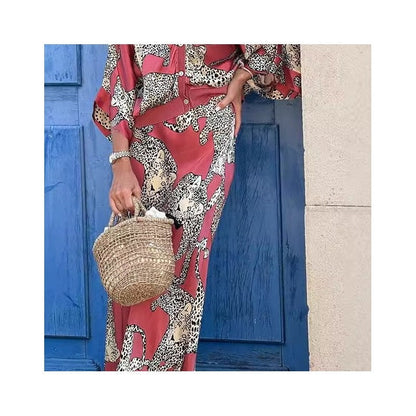 Floral Print Button-Up Top And Skirt Set