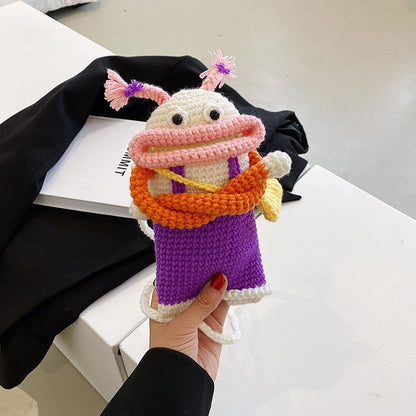 Cute Cartoon Knitted Crossbody Bag