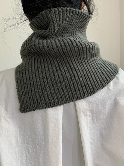 3 Colors Simple High-Neck Asymmetric Knitted Scarf