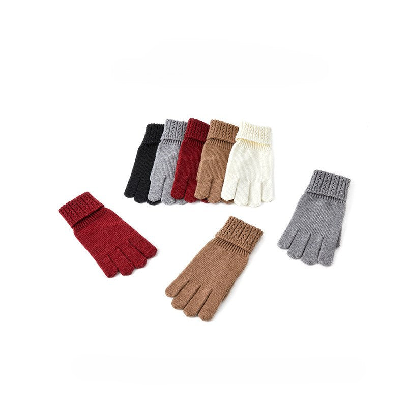 Solid Color Split Finger Simple Knit Glove