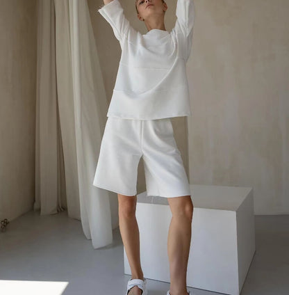 Casual Splice Top and Bermuda Shorts Set