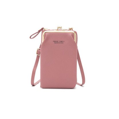 PU Leather Solid Color Large Capacity Purse One Shoulder Crossbody Cell Phone Bag