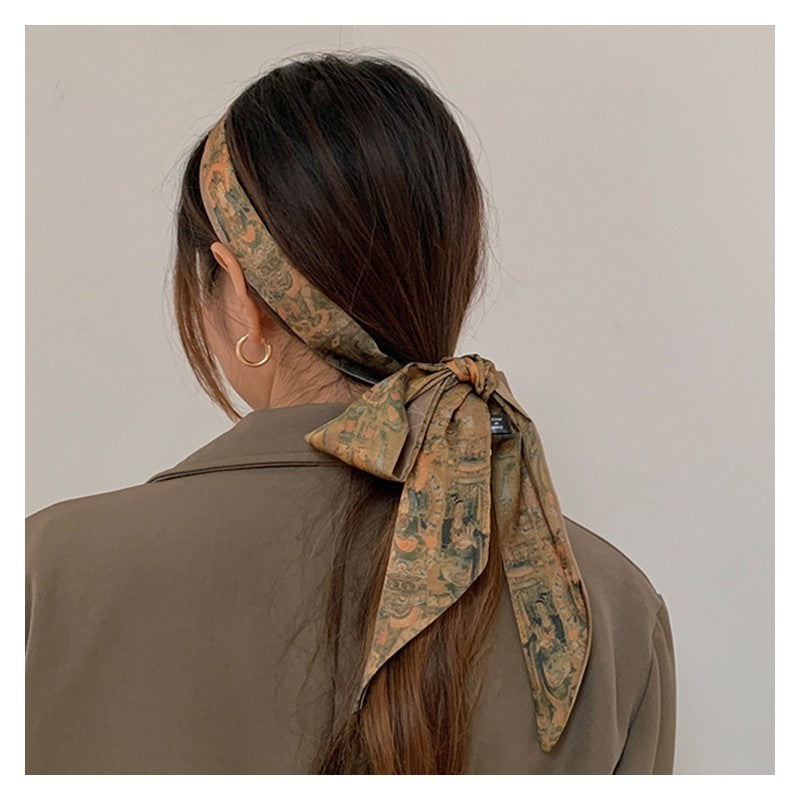 Buddha Printed Hair Scarf Ponytail Holder