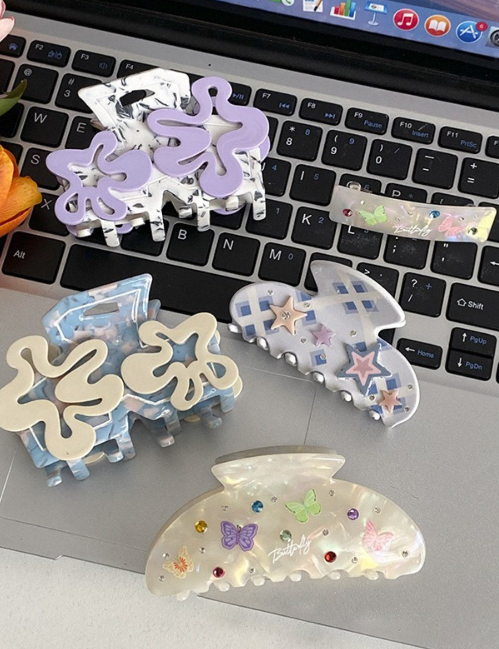 Flower Cute Butterfly Rhinestone Hair Claws