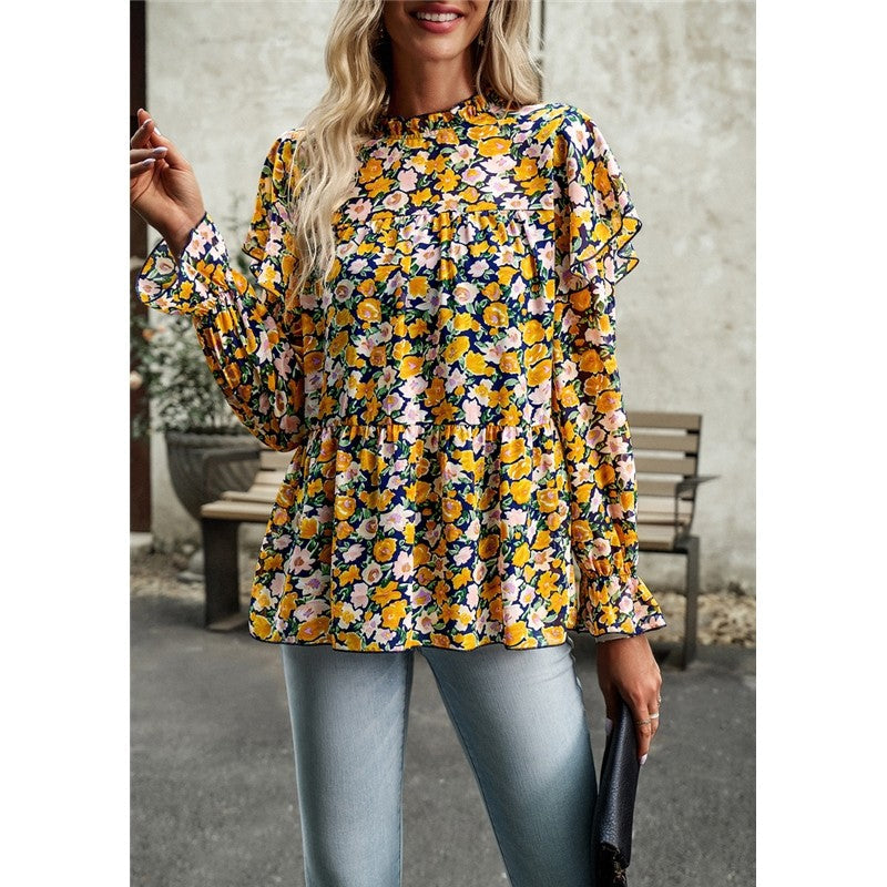 Lotus Lantern Sleeve Floral Shirt