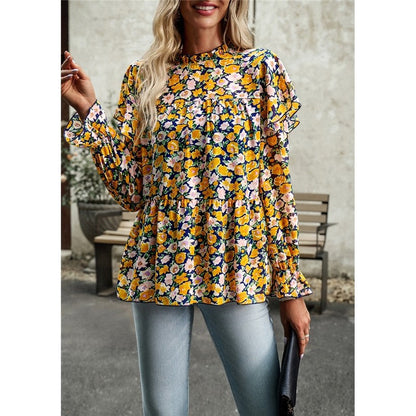 Lotus Lantern Sleeve Floral Shirt