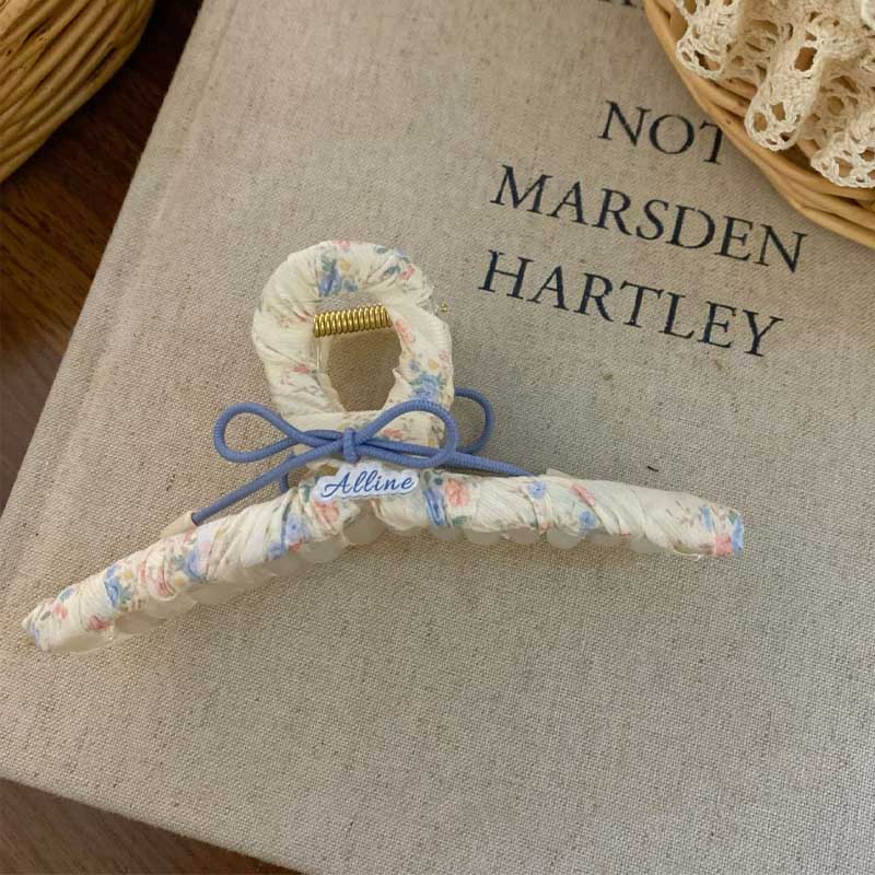 Cute Bow Knot Floral Fabric Hair Claw