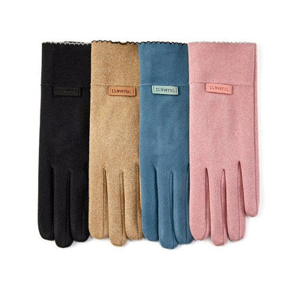 Solid Color Chamois Suede Windproof Gloves