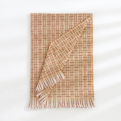 Striped Plaid Print Imitated Cashmere Shawl Scarf