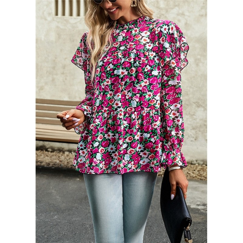 Lotus Lantern Sleeve Floral Shirt