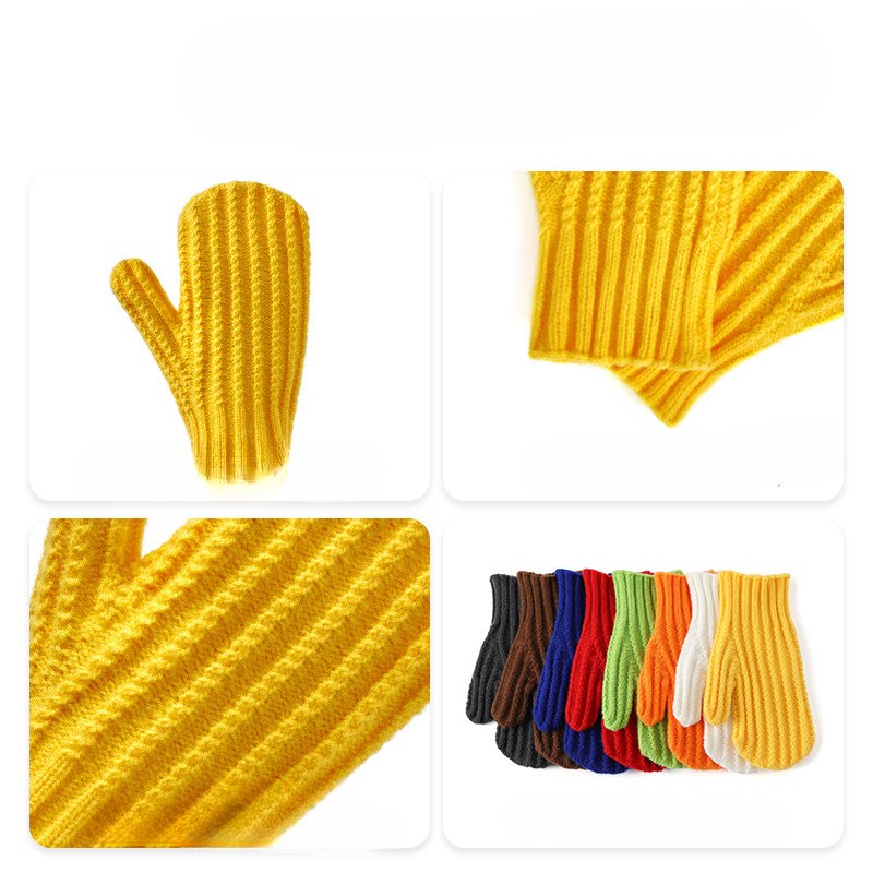 Cute Solid Color Ribbed Simple Knit Gloves