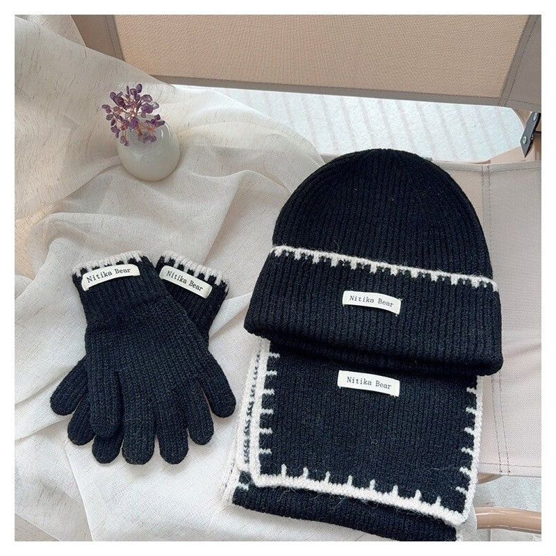 Kids Knitted Gloves Scarf Hat Set