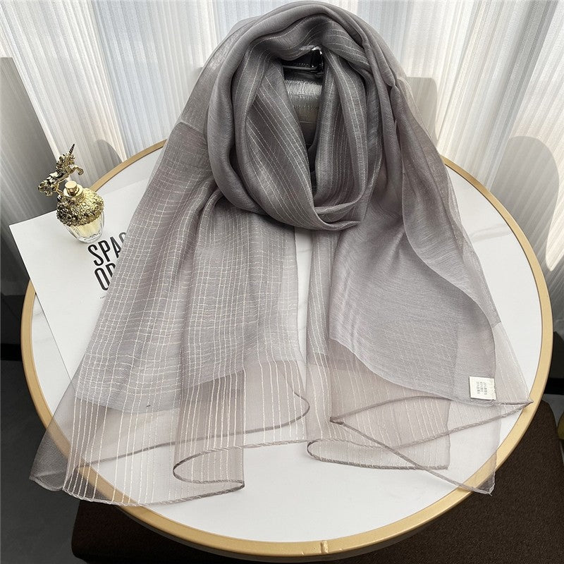 Fashion Plaid Scarf With Gold Trim