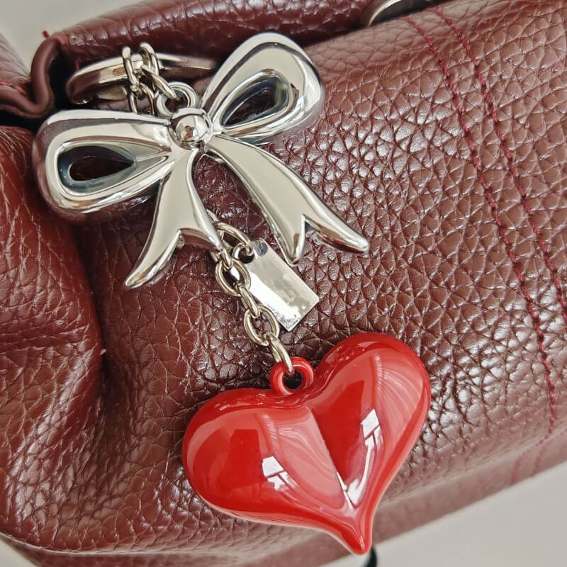 Elegant Bow Heart Keychain Bag Charm