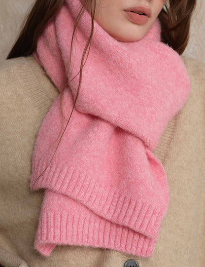Soft Wool Solid Color Ribbed Winter Scarf