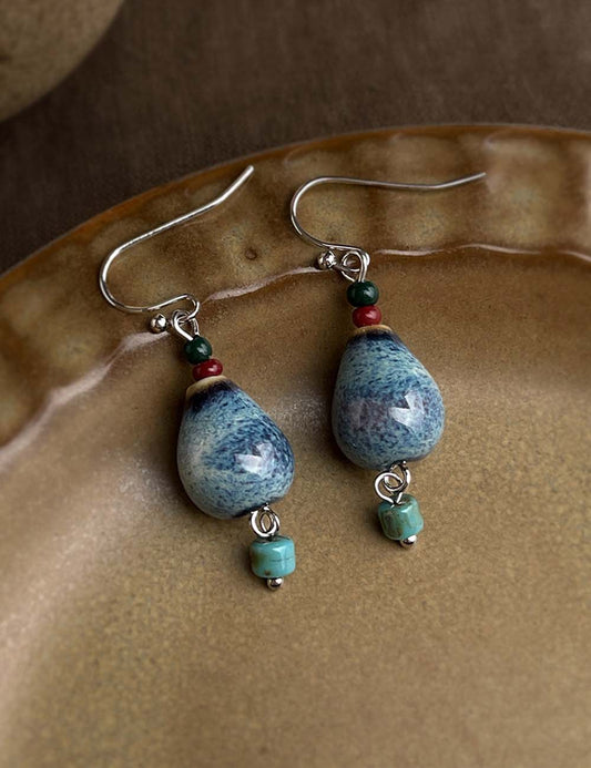 Handmade Ceramic Gourd Drop Earrings
