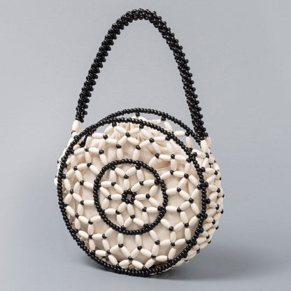 Round Wooden Bead Shoulder Bag