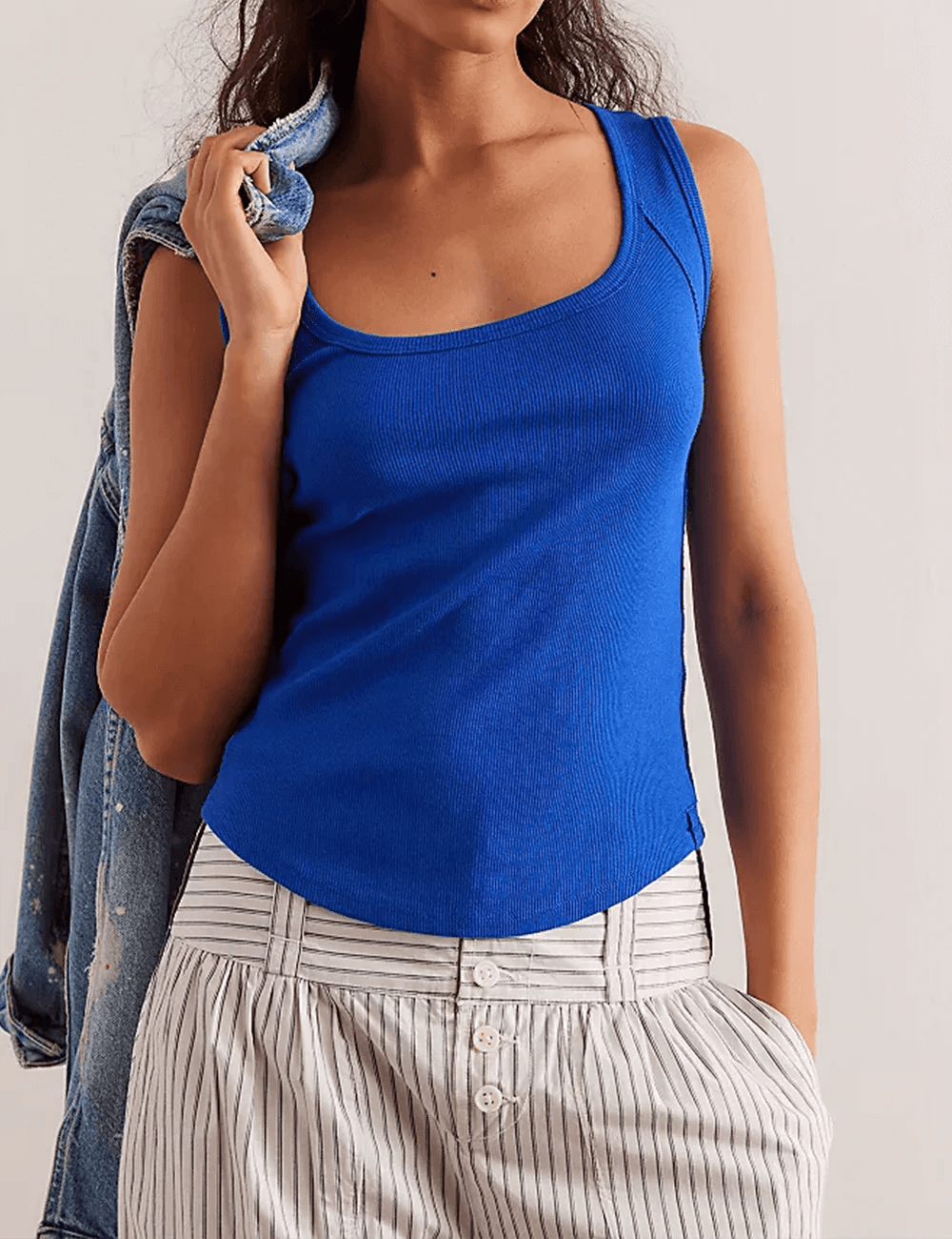 Square Neck Solid Color Tank Top