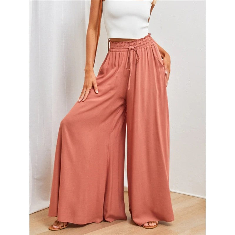 Baggy Elastic Waist Wide Leg Pants